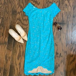Teal lace dress